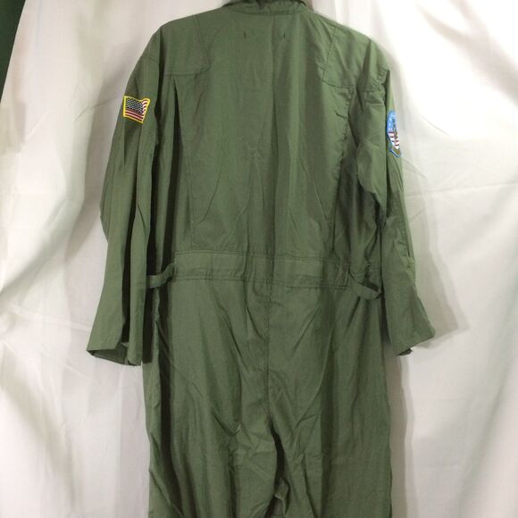 Men’s Top Gun Flight Suit Costume Olive Green XL Pilot Jumpsuit Patches Maverick - Picture 7 of 9